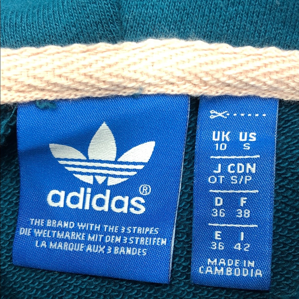 Adidas Women’s Pullover Hoodie - Teal w/ Pink/Lt Blue Logo - Size Small - Picture 2 of 15